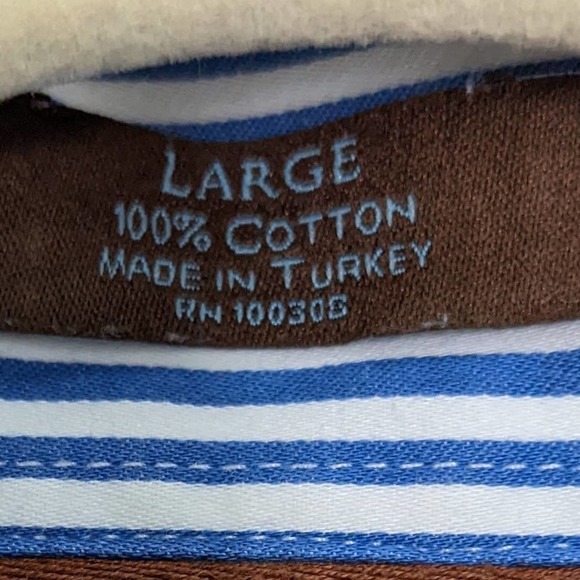 Peter Millar Mens Large Cotton Blue White Striped Button Dress Shirt Long Sleeve - Picture 3 of 5